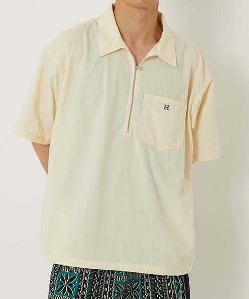 「HOLLYWOOD RANCH MARKET」 半袖シャツ MEDIUM シルバーグレー メンズの画像