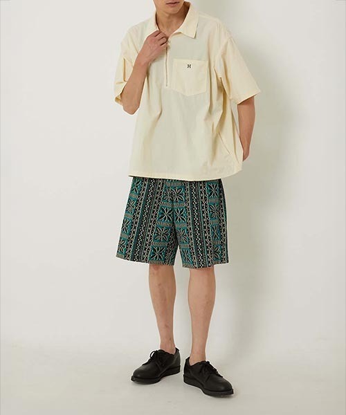 「HOLLYWOOD RANCH MARKET」 半袖シャツ MEDIUM シルバーグレー メンズの画像
