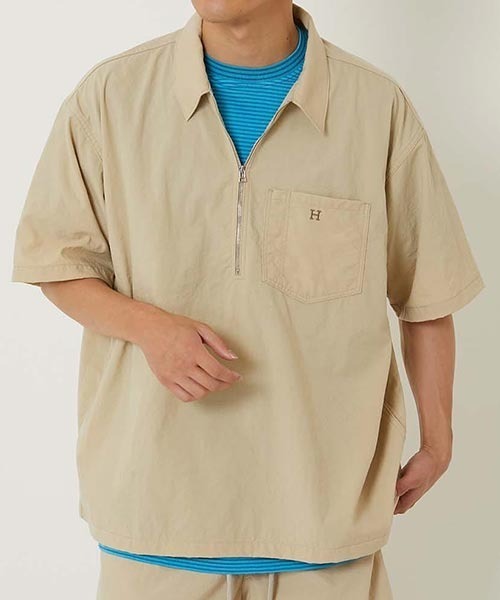 「HOLLYWOOD RANCH MARKET」 半袖シャツ MEDIUM シルバーグレー メンズの画像
