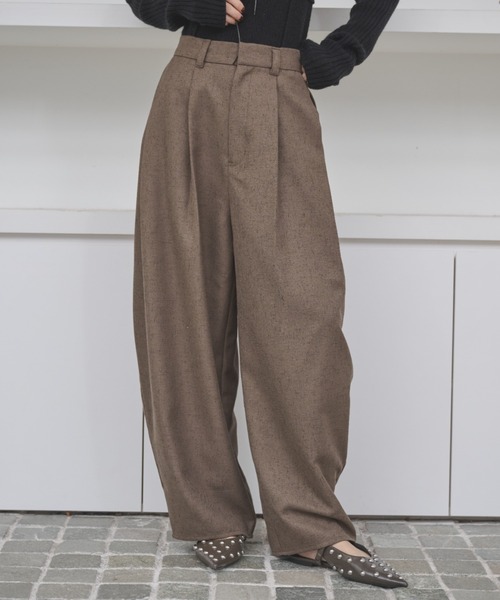 AIC. スラックス パンツ ミックスツイルコクーンワイドパンツ