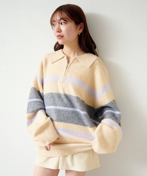 Kastane（カスタネ） ニット セーター 「新色追加/無地＆ボーダー/6色