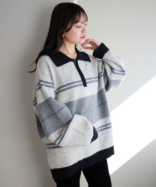 Kastane（カスタネ） ニット セーター 「新色追加/無地＆ボーダー/6色