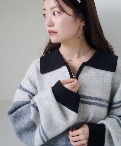 Kastane（カスタネ） ニット セーター 「新色追加/無地＆ボーダー/6色