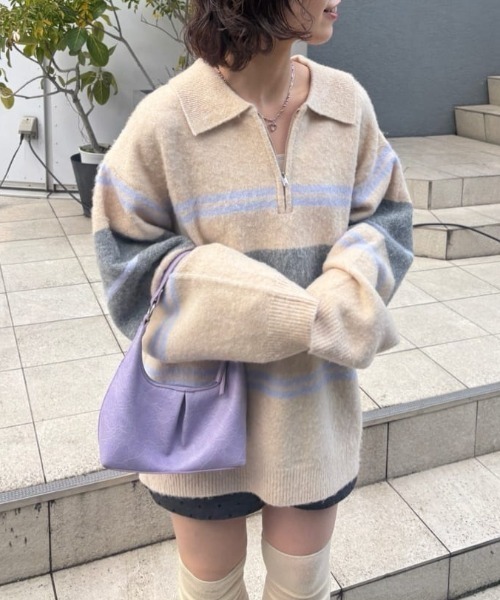 Kastane（カスタネ） ニット セーター 「新色追加/無地＆ボーダー/6色