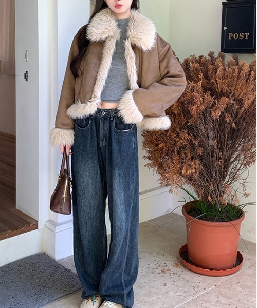 gossip!ロサンゼルス ムートンコート ボアコート Y2K ファー フェイク