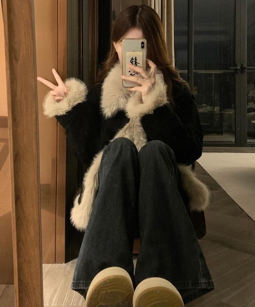 gossip!ロサンゼルス ムートンコート ボアコート Y2K ファー フェイク