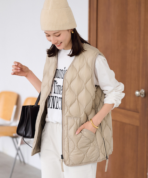 TAION willfree 完売品 ダウンジャケット ダウンベスト ベージュ FRAMeWORK（フレームワーク） ダウンコート ダウンジャケット TAION