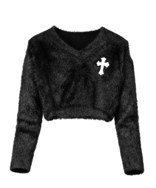 tinkerend（ティンカーエンド） ニット セーター V-neck Shaggy Cross