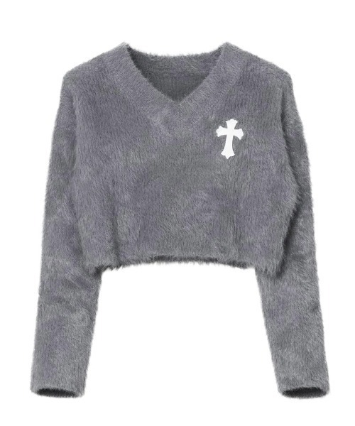 tinkerend（ティンカーエンド） ニット セーター V-neck Shaggy Cross