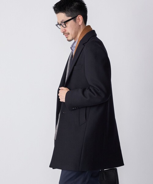 SHIPSシップス　ネイビー チェスターコート カシミア混紡 SHIPS（シップス） チェスターコート MEDIUM ネイビー メンズ