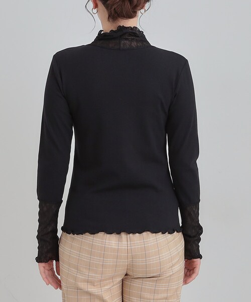 JAN SOLVIE ASSEMBLY レース切替 長袖トップス SHOO・LA・RUE（シューラルー） tシャツ 「洗濯機可」レイヤード