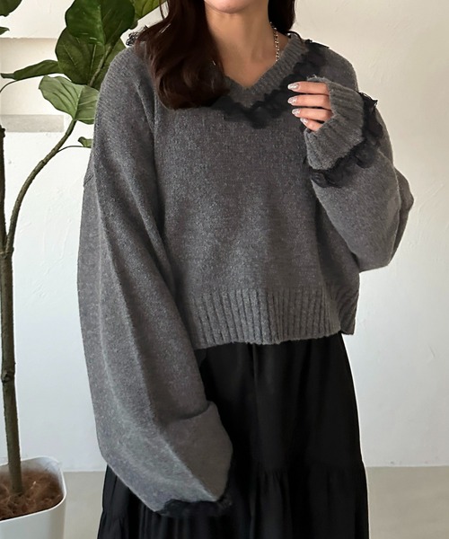 「apres jour mignon」 長袖ニット X-LARGE チャコールグレー レディース_画像5