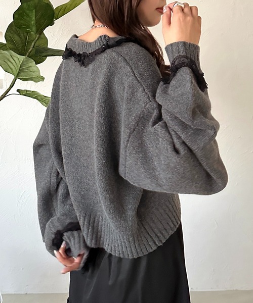 「apres jour mignon」 長袖ニット X-LARGE チャコールグレー レディース_画像6