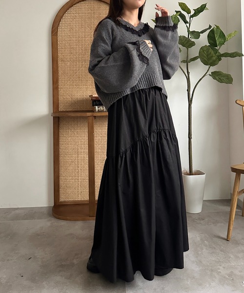 「apres jour mignon」 長袖ニット X-LARGE チャコールグレー レディース_画像7