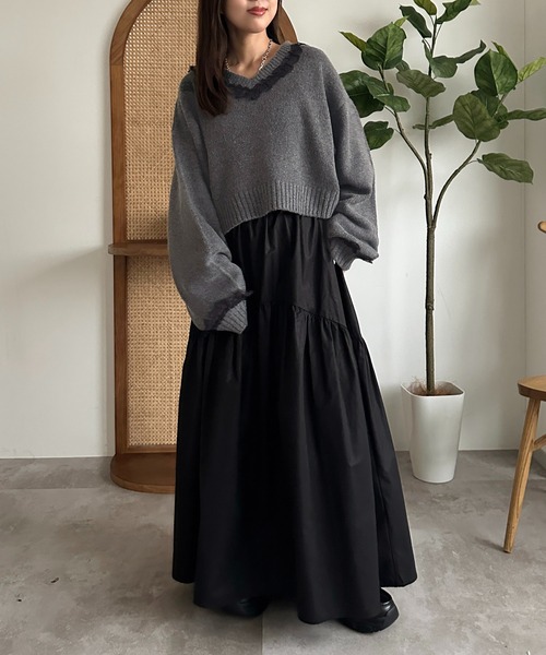 「apres jour mignon」 長袖ニット X-LARGE チャコールグレー レディース_画像8