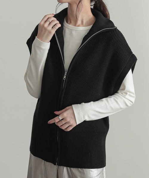 「for/c」 ニットベスト L ブラック レディース_画像5