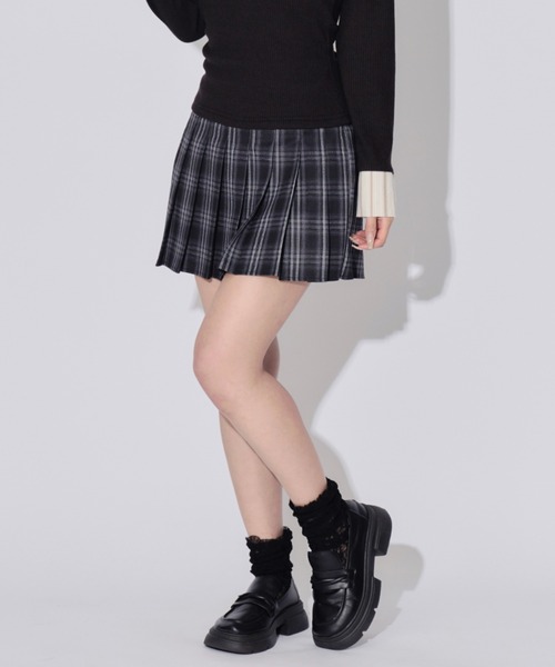ALLuRing ChaRm スカート Check Pleated Mini Skirt / チェック