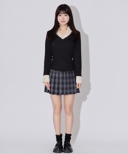 ALLuRing ChaRm スカート Check Pleated Mini Skirt / チェック