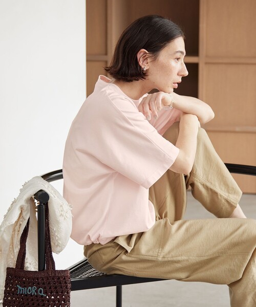 tシャツ ヘム ドローストリング 5分袖 Tシャツ レディースの画像