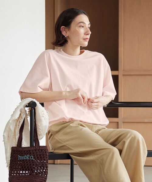 tシャツ ヘム ドローストリング 5分袖 Tシャツ レディースの画像