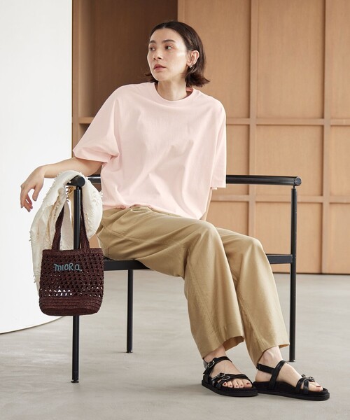 tシャツ ヘム ドローストリング 5分袖 Tシャツ レディースの画像