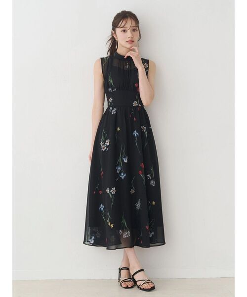 新品✨【 マーキュリーデュオ 】ロング レース キャミワンピース 刺繍花柄 M MERCURYDUO（マーキュリーデュオ） ワンピース 花柄バックレースアップ