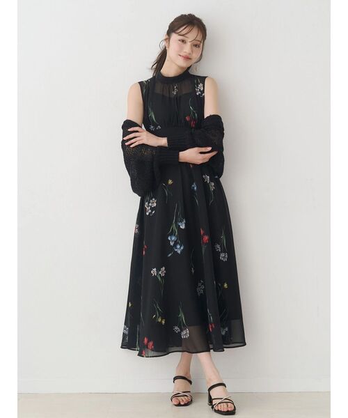 MERCURYDUO 花柄バックレースアップワンピース MERCURYDUO（マーキュリーデュオ） ワンピース 花柄バックレースアップ