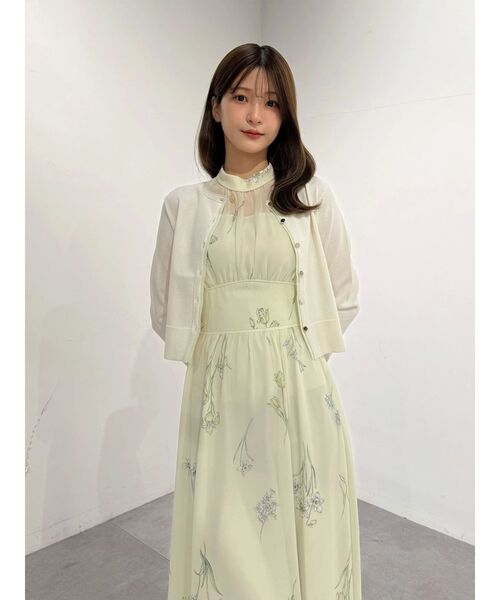 新品✨【 マーキュリーデュオ 】ロング レース キャミワンピース 刺繍花柄 M MERCURYDUO（マーキュリーデュオ） ワンピース 花柄バックレースアップ