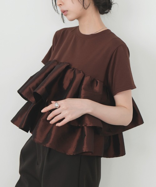 tシャツ シャイニーフリルTシャツ レディースの画像