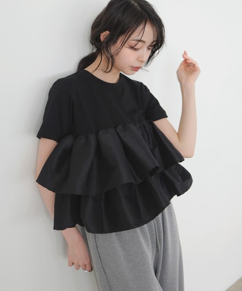 tシャツ シャイニーフリルTシャツ レディースの画像