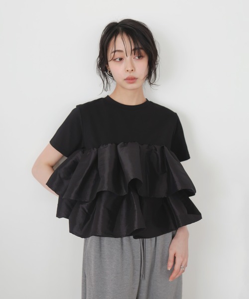 tシャツ シャイニーフリルTシャツ レディースの画像