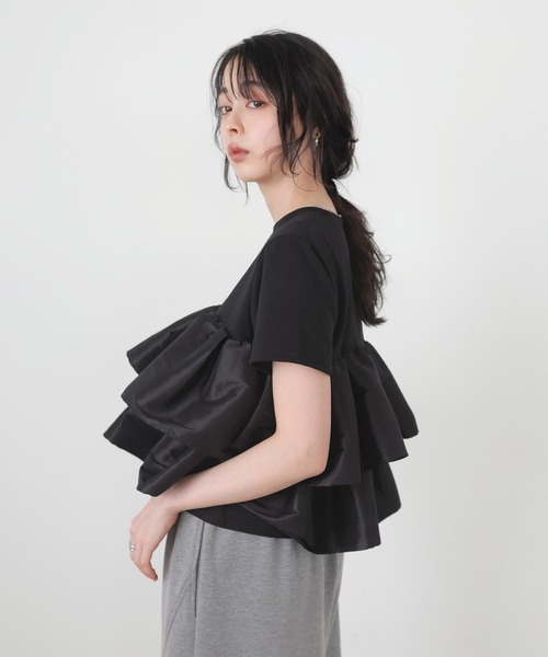tシャツ シャイニーフリルTシャツ レディースの画像