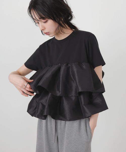tシャツ シャイニーフリルTシャツ レディースの画像