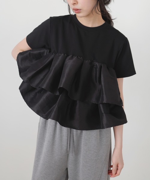 tシャツ シャイニーフリルTシャツ レディースの画像