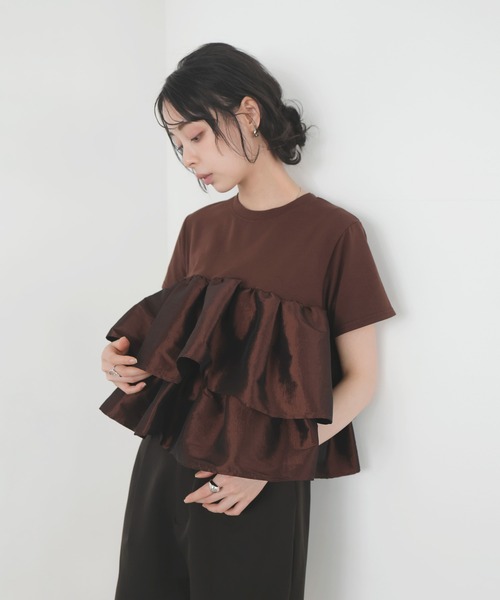 tシャツ シャイニーフリルTシャツ レディースの画像