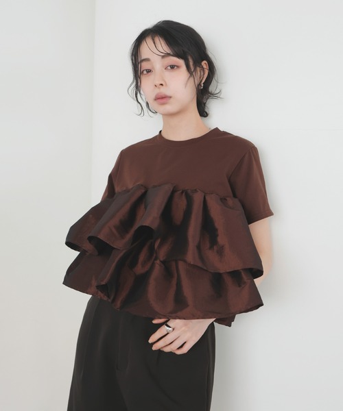 tシャツ シャイニーフリルTシャツ レディースの画像