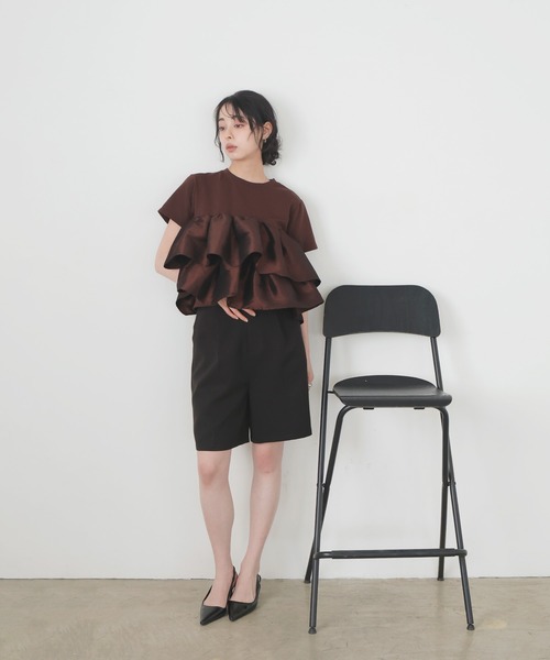 tシャツ シャイニーフリルTシャツ レディースの画像