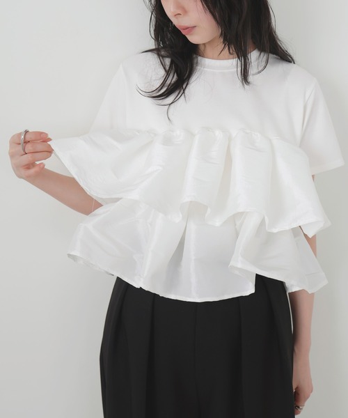 tシャツ シャイニーフリルTシャツ レディースの画像