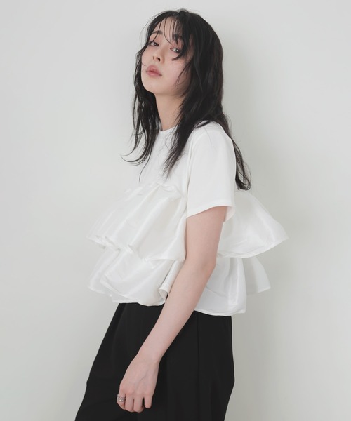 tシャツ シャイニーフリルTシャツ レディースの画像
