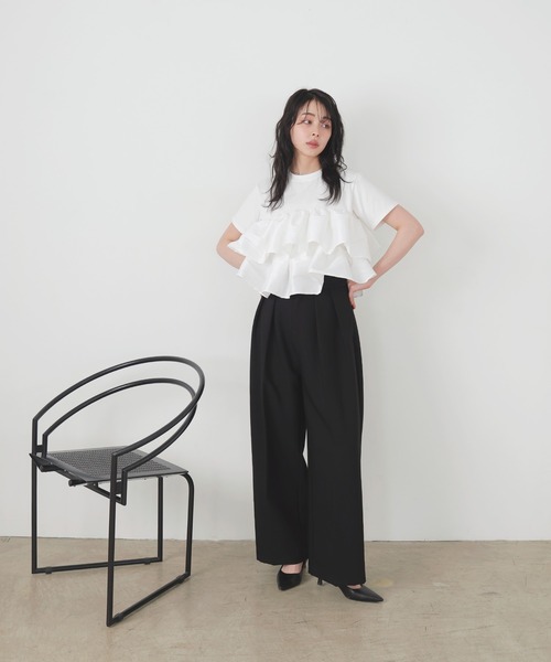 tシャツ シャイニーフリルTシャツ レディースの画像