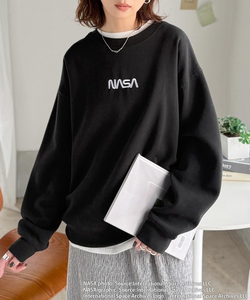 「NASA」 スウェットカットソー X-LARGE オートミール レディース_画像6
