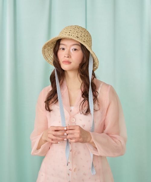 「kaorinomori」 ストローハット M/57.5cm ベージュ レディース_画像2