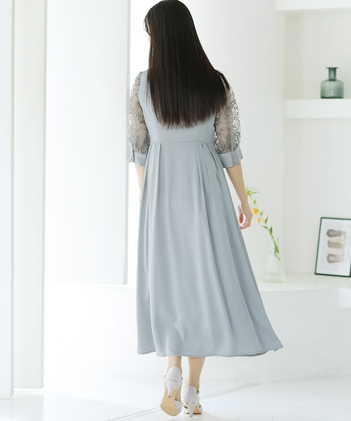 「PourVous」 7分袖ワンピース S ブラック レディース_画像8
