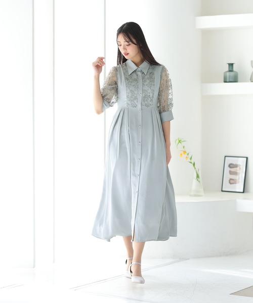 「PourVous」 7分袖ワンピース S ブラック レディース_画像9