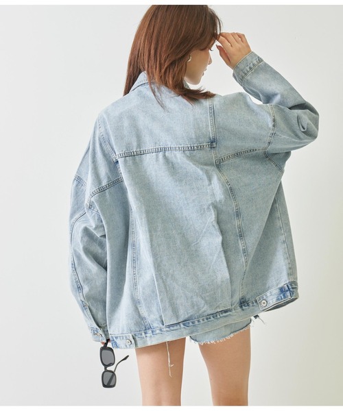 「ANAP」 デニムジャケット FREE スミクロ レディース_画像9