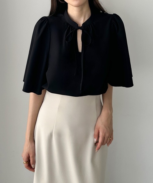 「Louere」 半袖ブラウス LARGE グレイッシュベージュ レディース_画像2