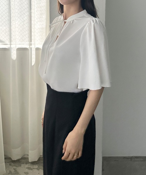 「Louere」 半袖ブラウス LARGE グレイッシュベージュ レディース_画像7