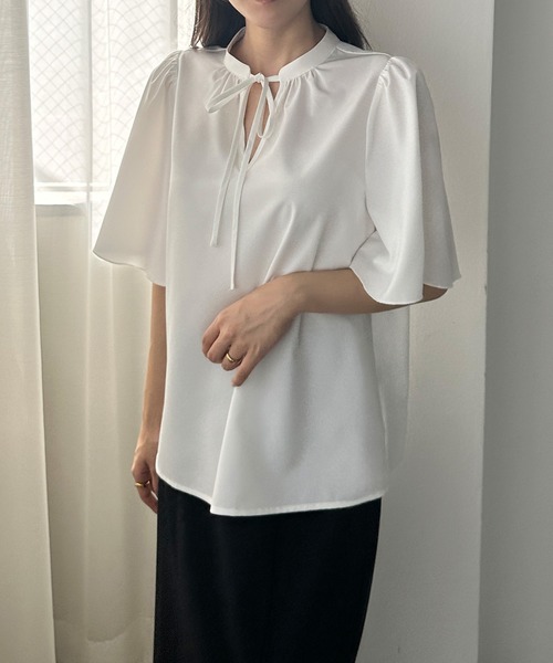 「Louere」 半袖ブラウス LARGE グレイッシュベージュ レディース_画像8