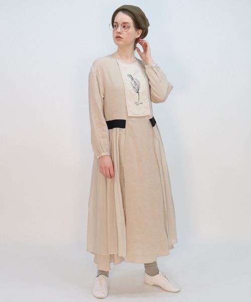 「haupia」 長袖ワンピース MEDIUM ベージュ レディース