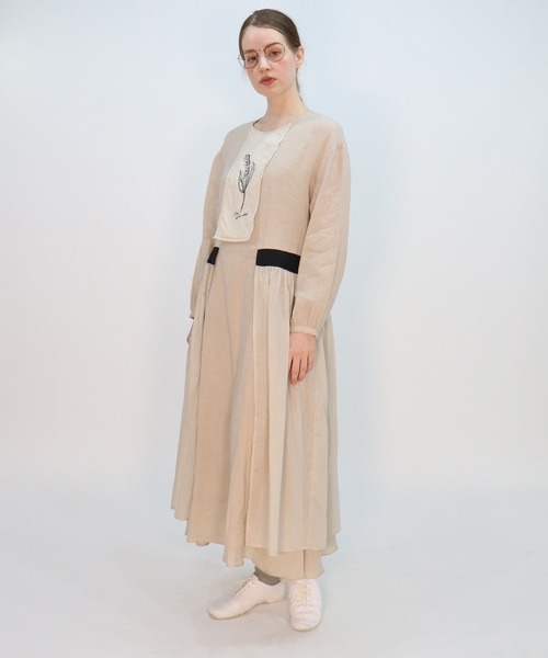 「haupia」 長袖ワンピース MEDIUM ベージュ レディース_1